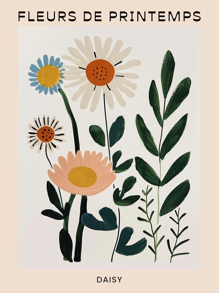 Spring Floral French Poster  Daisy 3