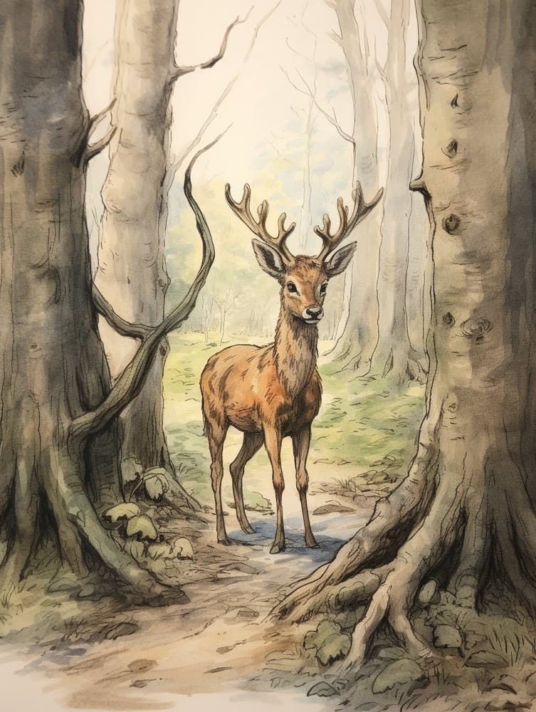 Storybook Animal Watercolour Elk 4