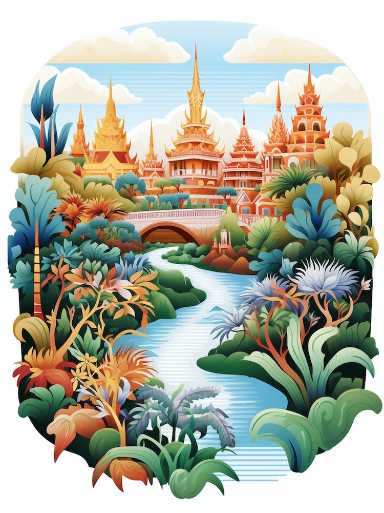 Suan Nong Nooch Thailand Modern Illustration 2