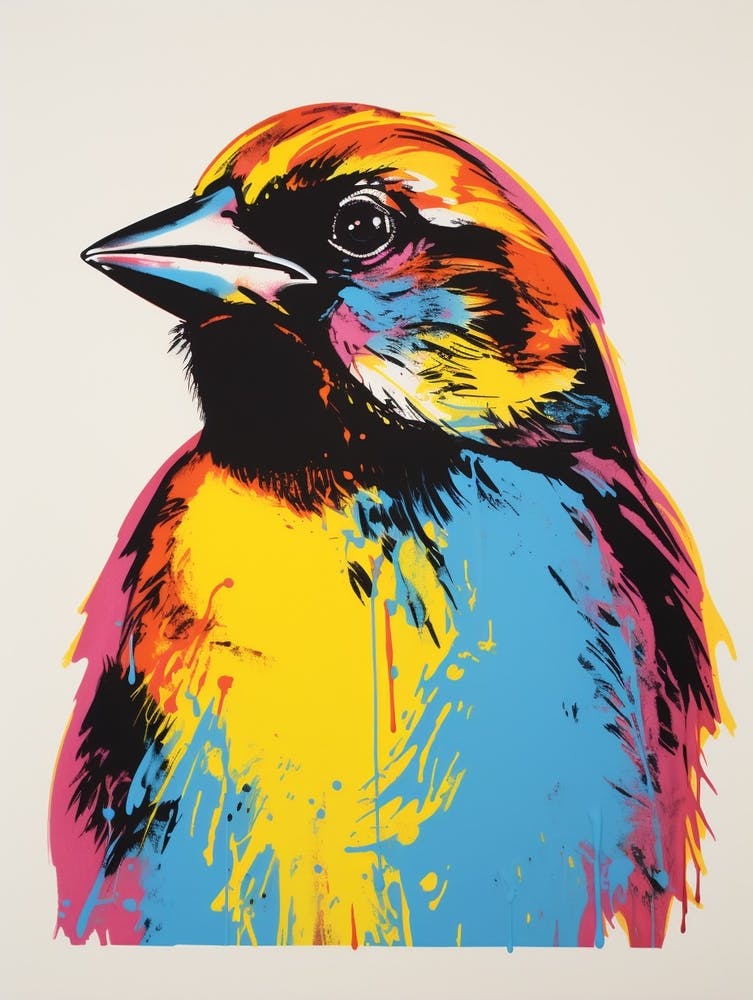 Andy Warhol Style Bird Sparrow 3