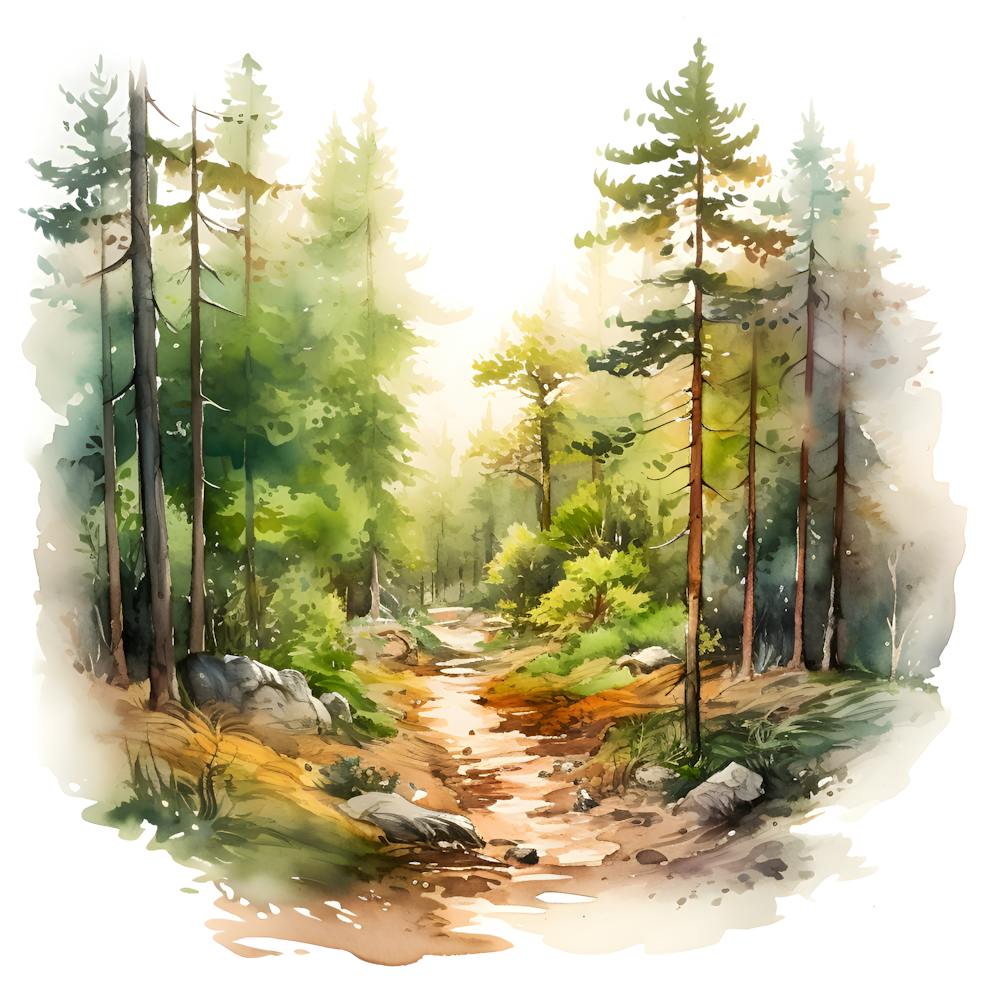 Whispers of the Forest: A Watercolor Serenity