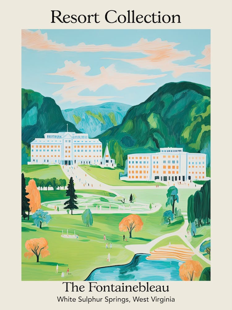 Poster Of The Greenbrier   White Sulphur Springs, West Virginia   Resort Collection Storybook Illustration 1