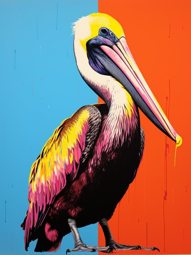 Andy Warhol Style Bird Brown Pelican 1