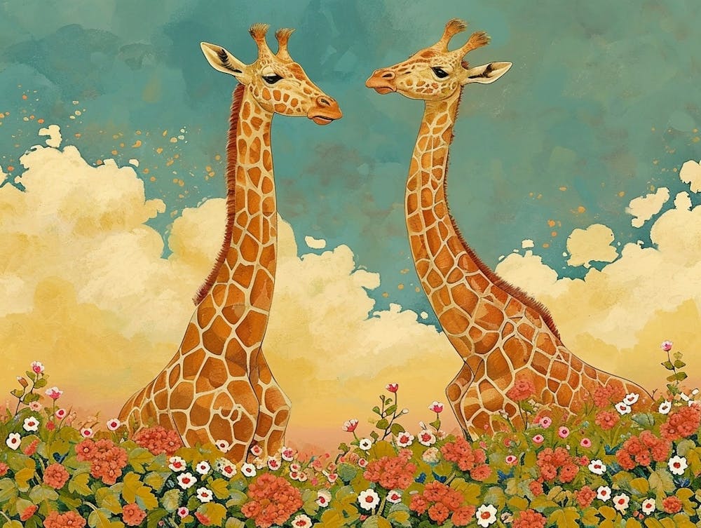 Floral Animal Illustration Giraffe 3