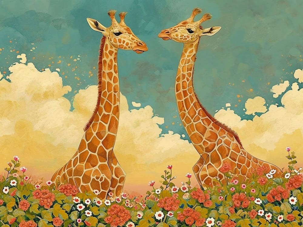Floral Animal Illustration Giraffe 3