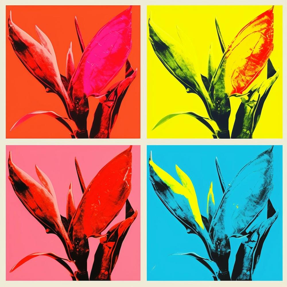 Andy Warhol Style Pop Art Flowers Heliconia 2 Square