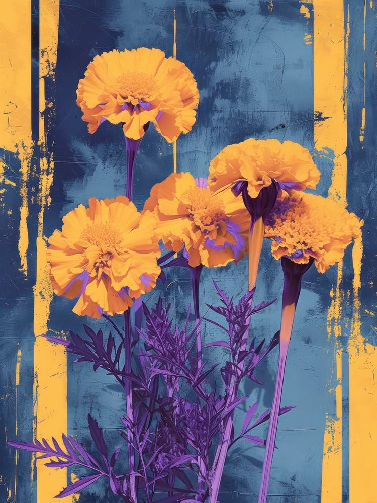 Marigold Flowers On A Table   Contemporary Illustration 1