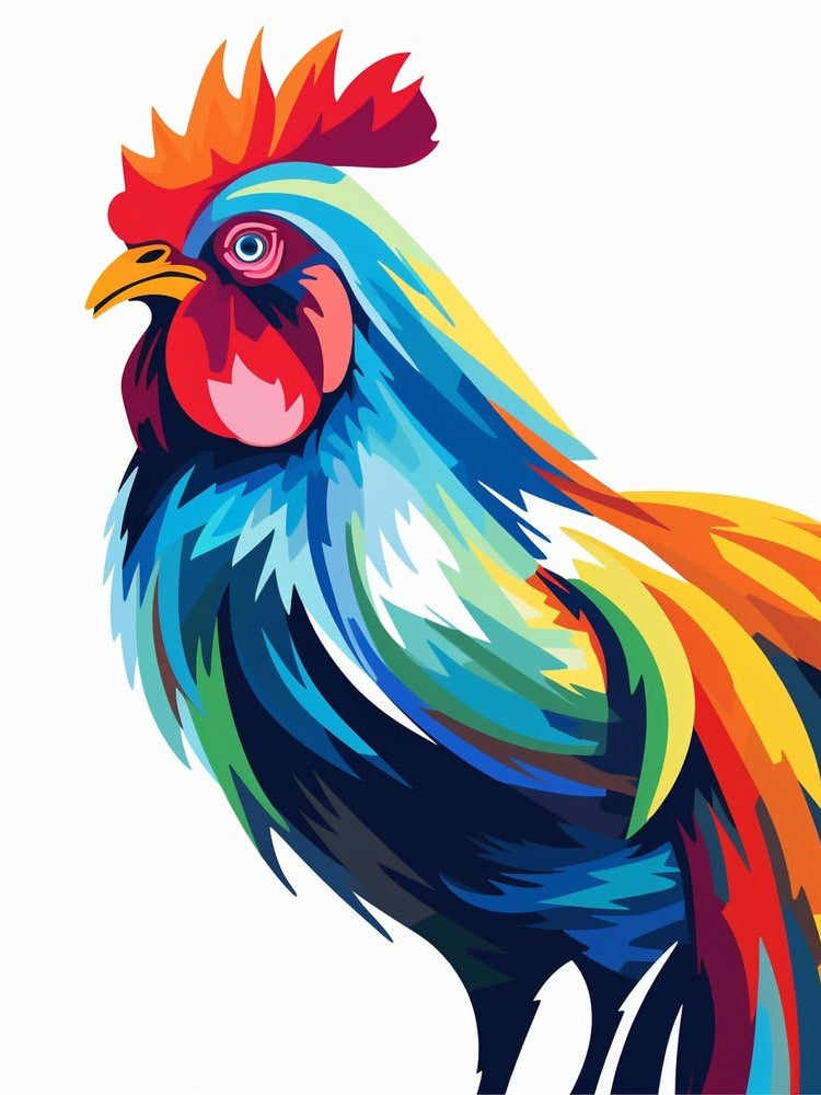Colourful Geometric Bird Rooster 2