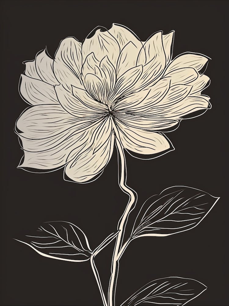 Dahlia Line Art Flowers Illustration Neutral 9