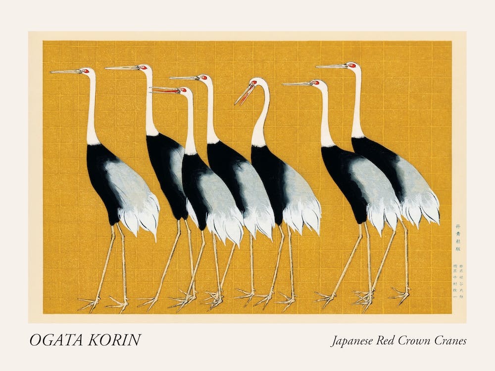 Japanese Red Crown Cranes Poster