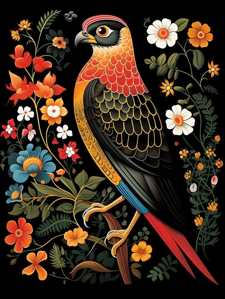 Folk Bird Illustration Eurasian Sparrowhawk 3