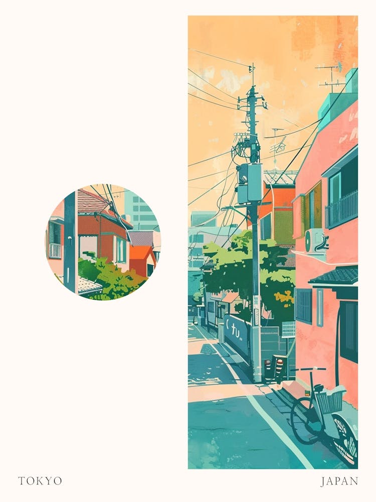 Tokyo Japon 7 Affiche de voyage découpée