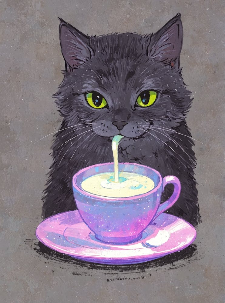 Cat Drinking Milk