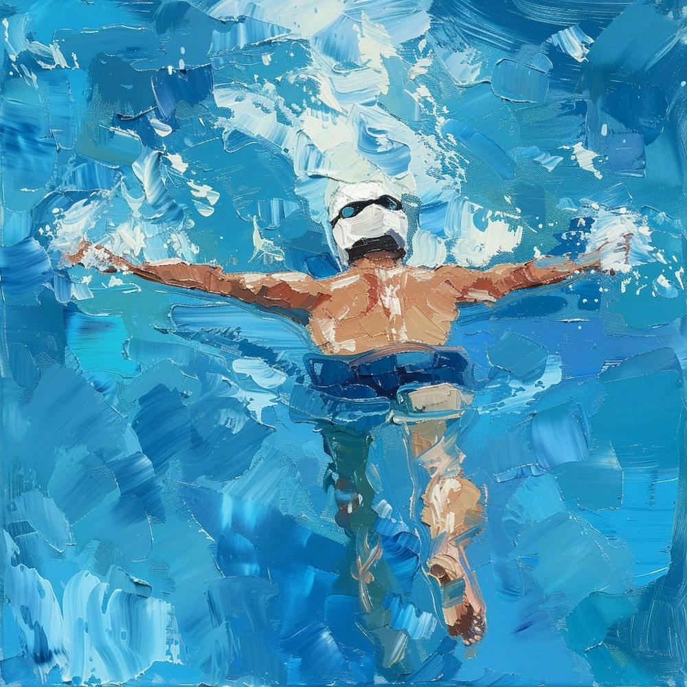 A Swimmer In A Pool Oil Painting Illustration 1718672375 2