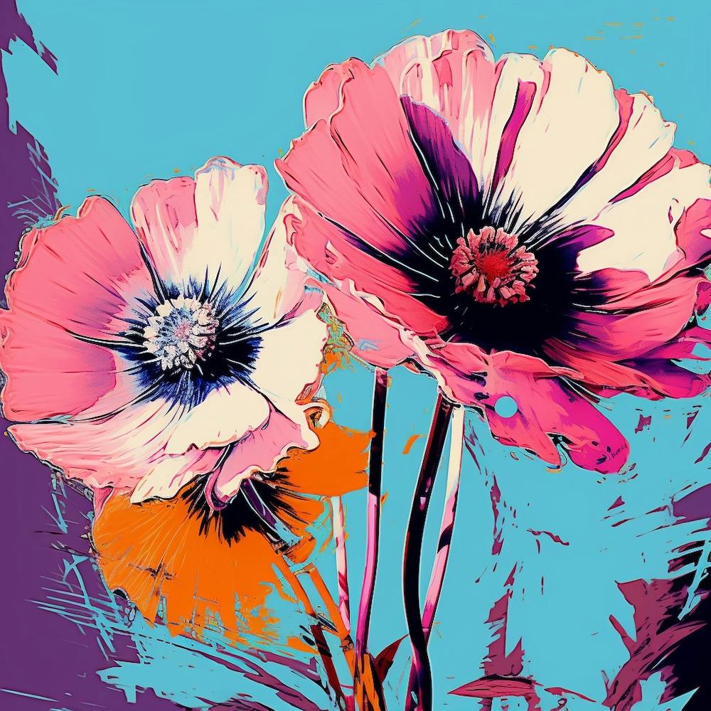 Andy Warhol Style Pop Art Flowers Florals 10 Square