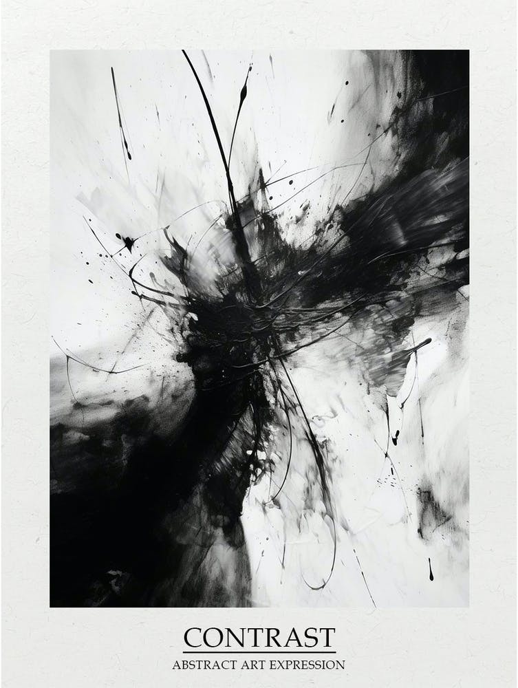 Contrast Abstract Black And White 2 Poster