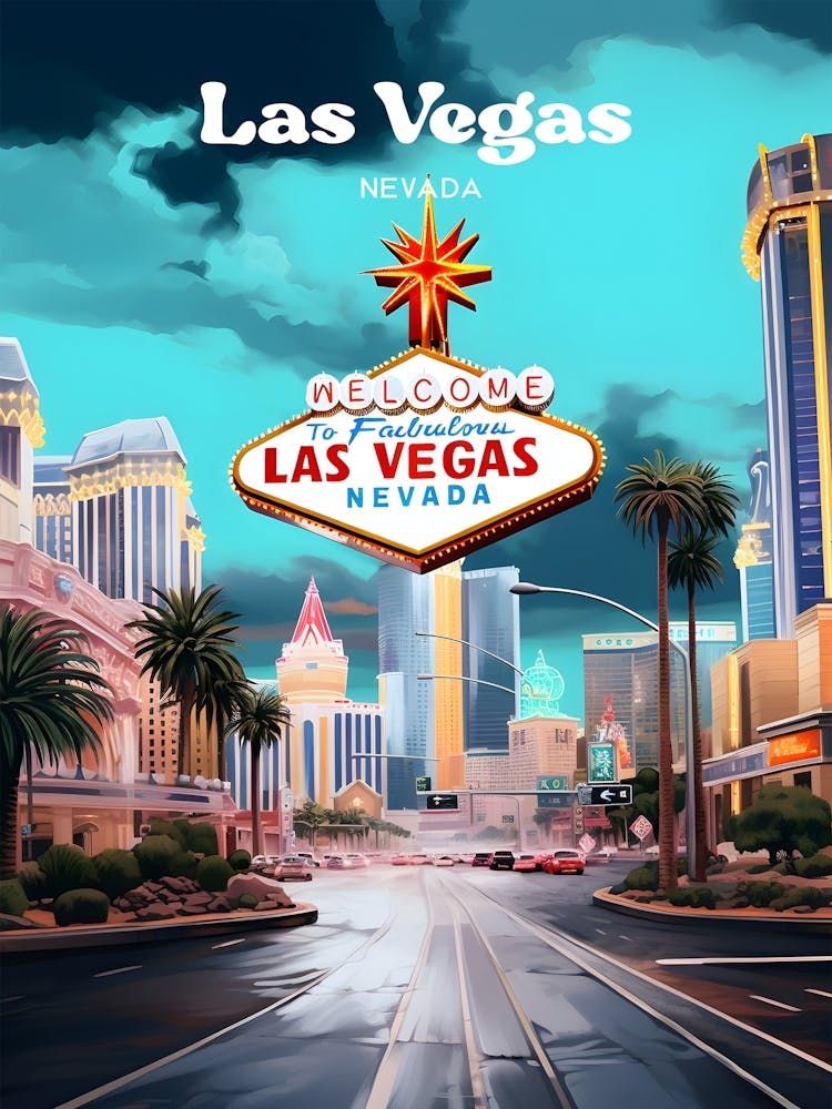 Las Vegas Nevada Streetview Modern Travel Art 1