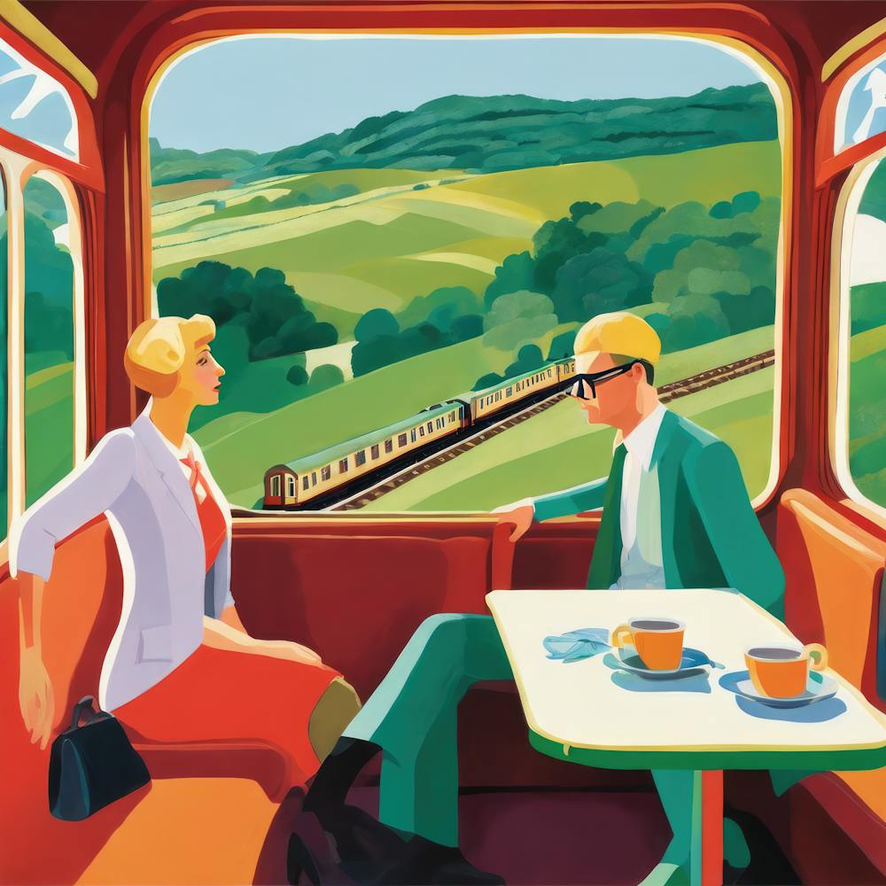 Vintage Train Journey Series: David Hockney Style