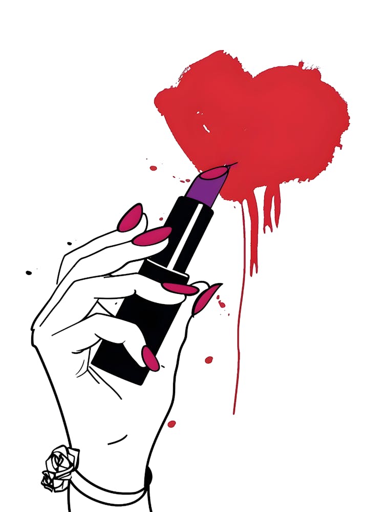 Woman Holding A Lipstick