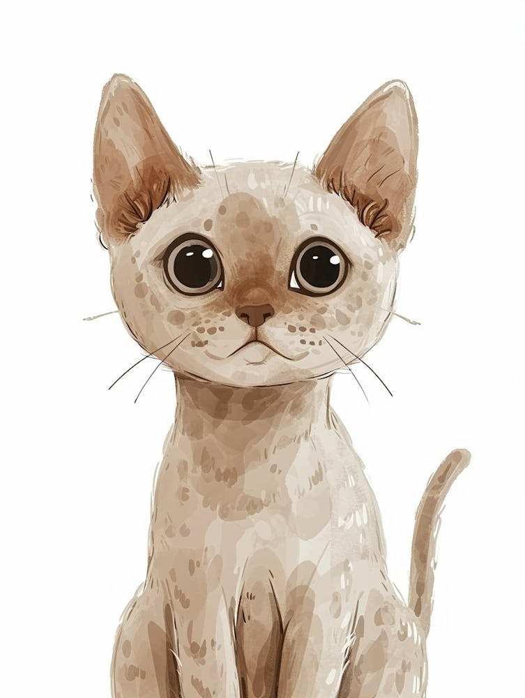 Devon Rex Cat Clipart Illustration 4
