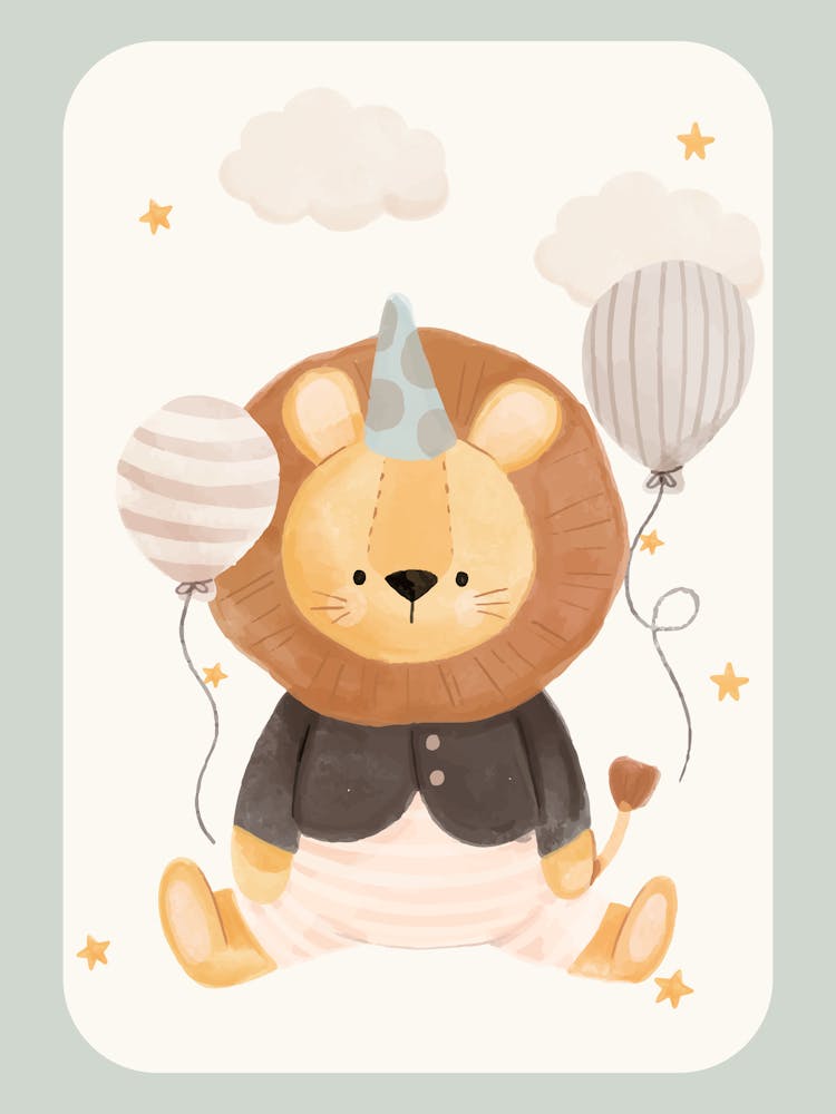 Lion With Balloons | Cosy Nursery Decor 1
