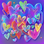 Kawaii rainbow glass Hearts