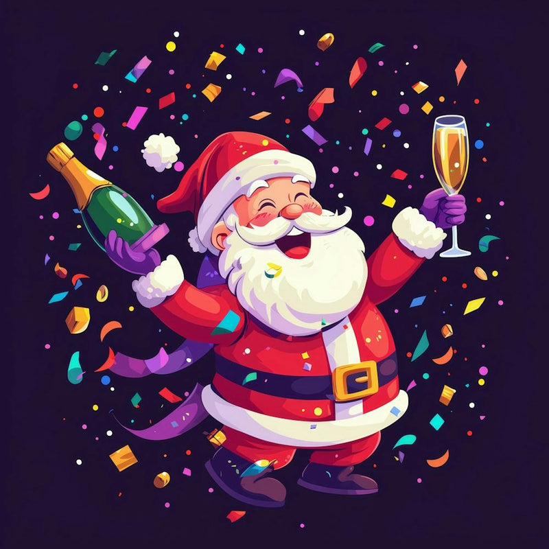 Weihnachtsmann mit Champagner 2