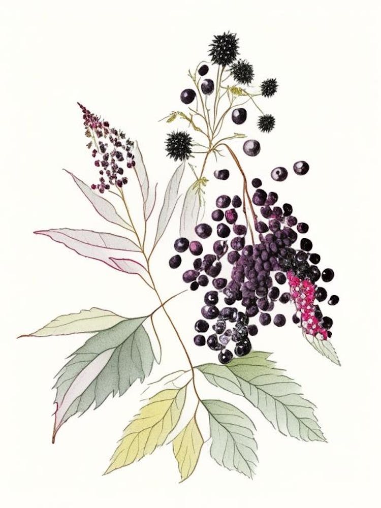 Sureau Épices et Herbes Illustration au Crayon 3