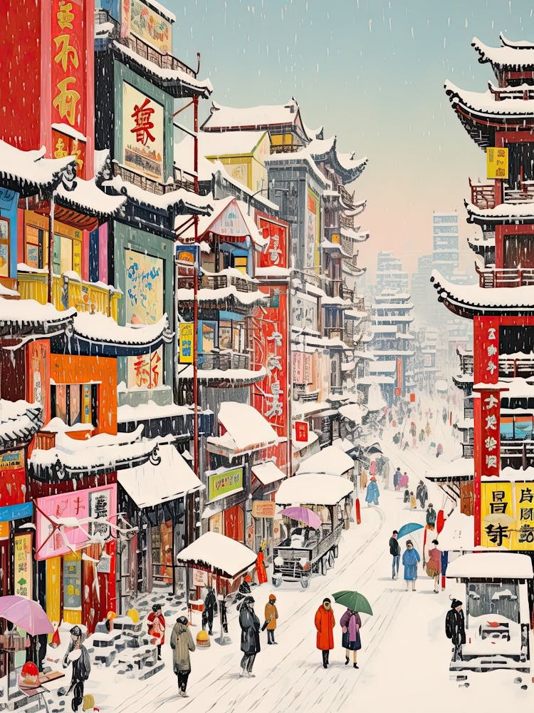 Winterschnee Harbin China Schneeillustration