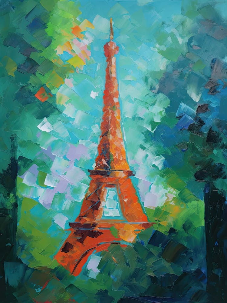 Eiffel Tower Paris France David Hockney Style 1