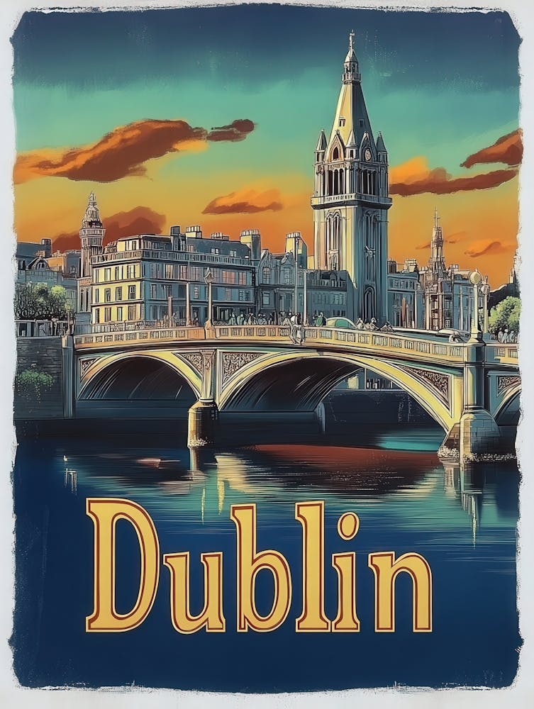 Aihrgdesign A Vintage Travel Poster Of Dublin 1