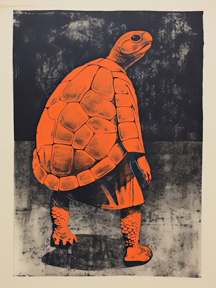 Turtle, Woodblock Animal  Drawing 3