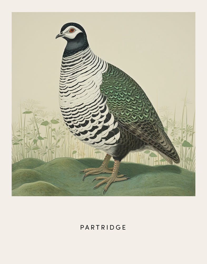 Perdrix 3 - Peinture d'oiseau inspirée d'Ohara Koson - Affiche