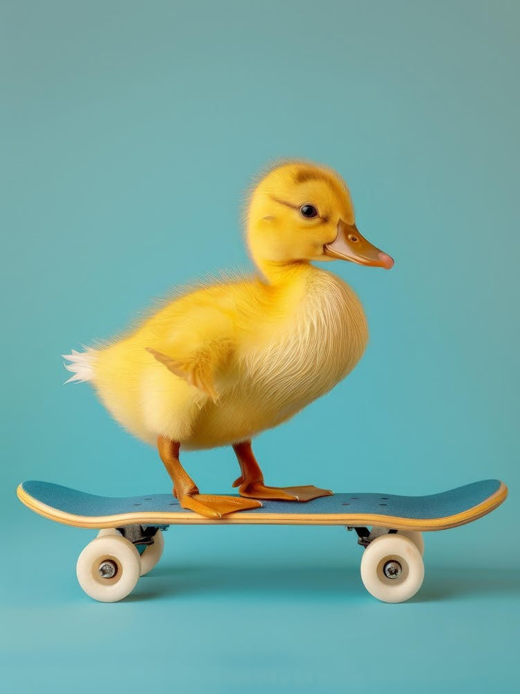 Duck On Skateboard 1