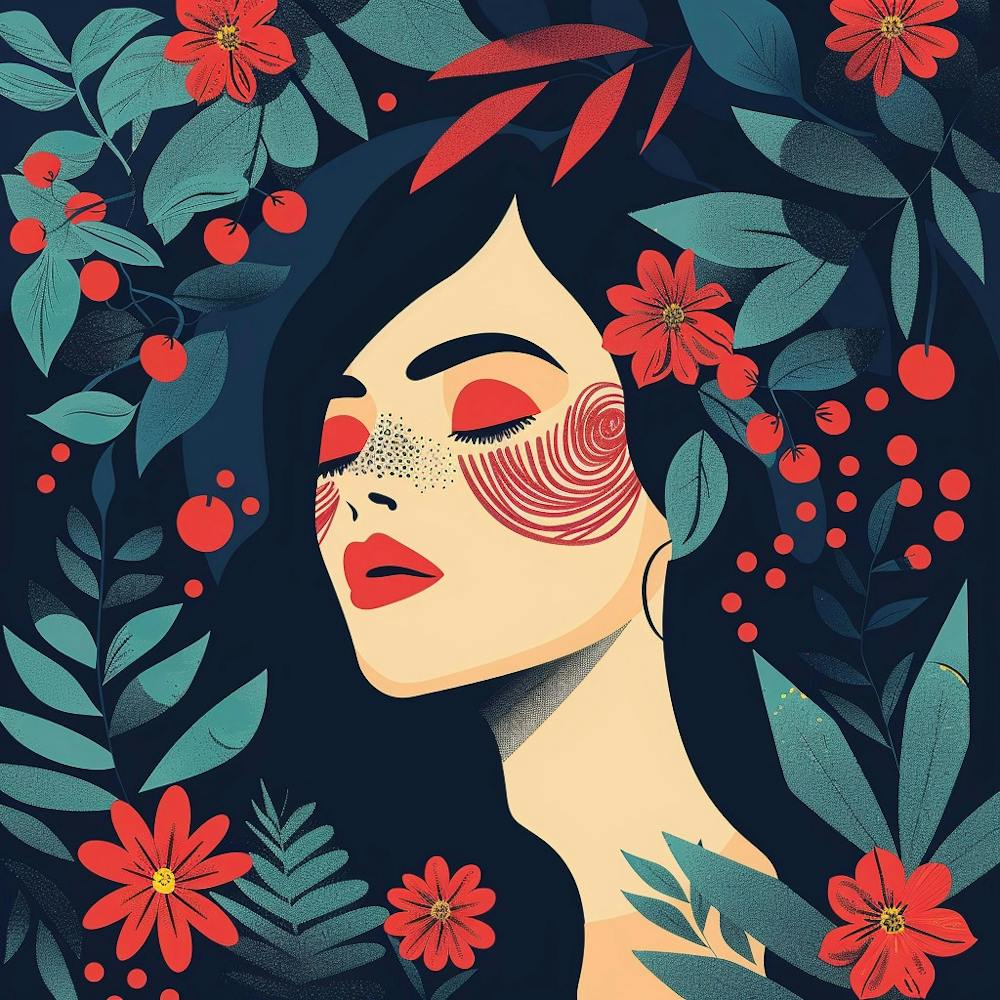 Illustration d'une Femme Avec des Fleurs