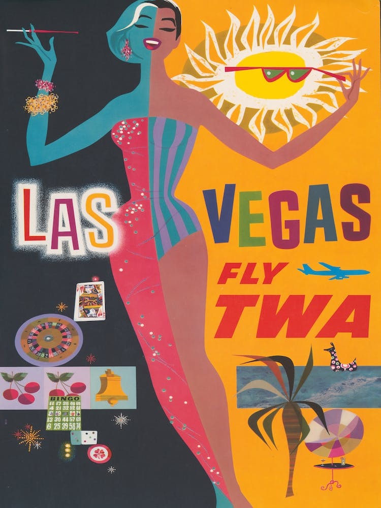 Las Vegas Twa 1960s Vintage Poster