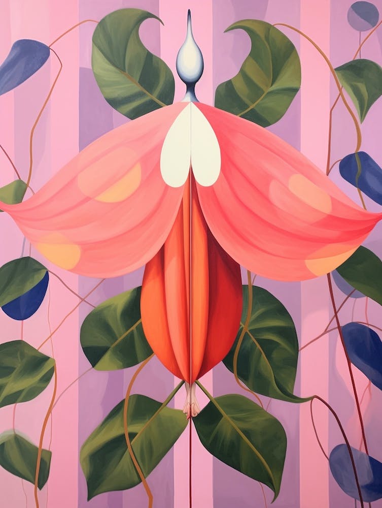 Fuchsia 1 Hilma Af Klint Inspired Pastel Flower Painting