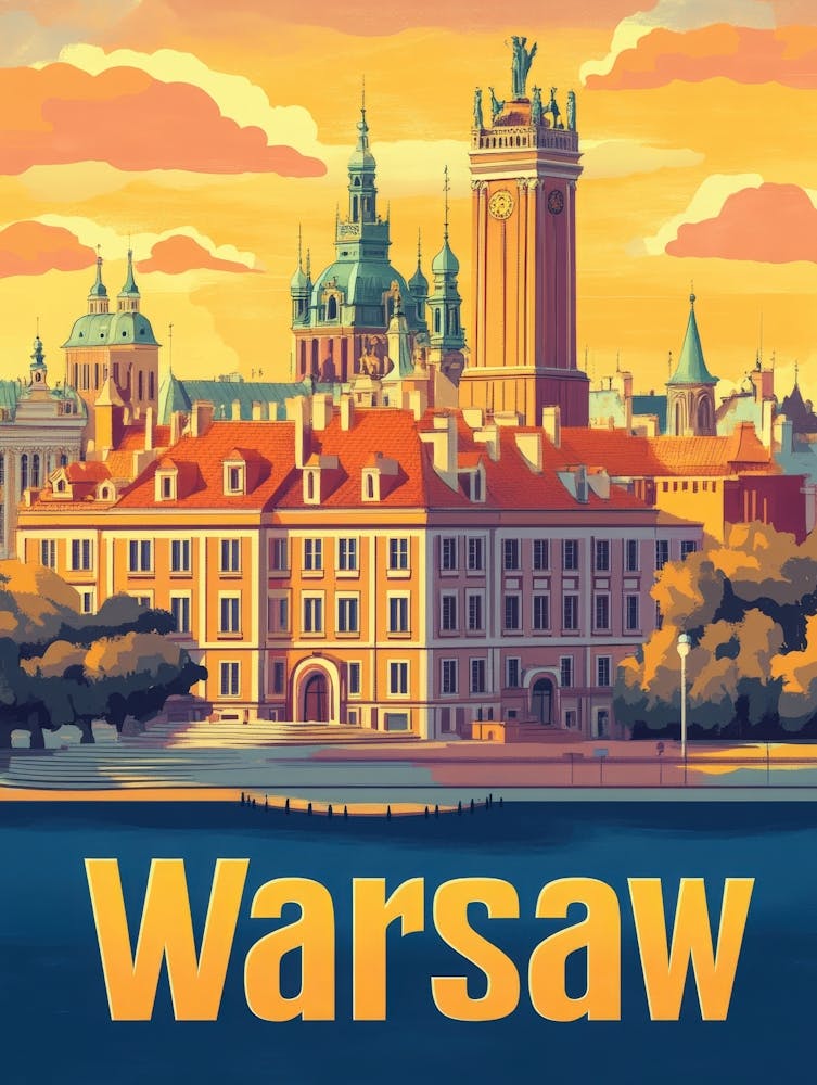 Aihrgdesign A Retro Travel Poster For Warsaw 3
