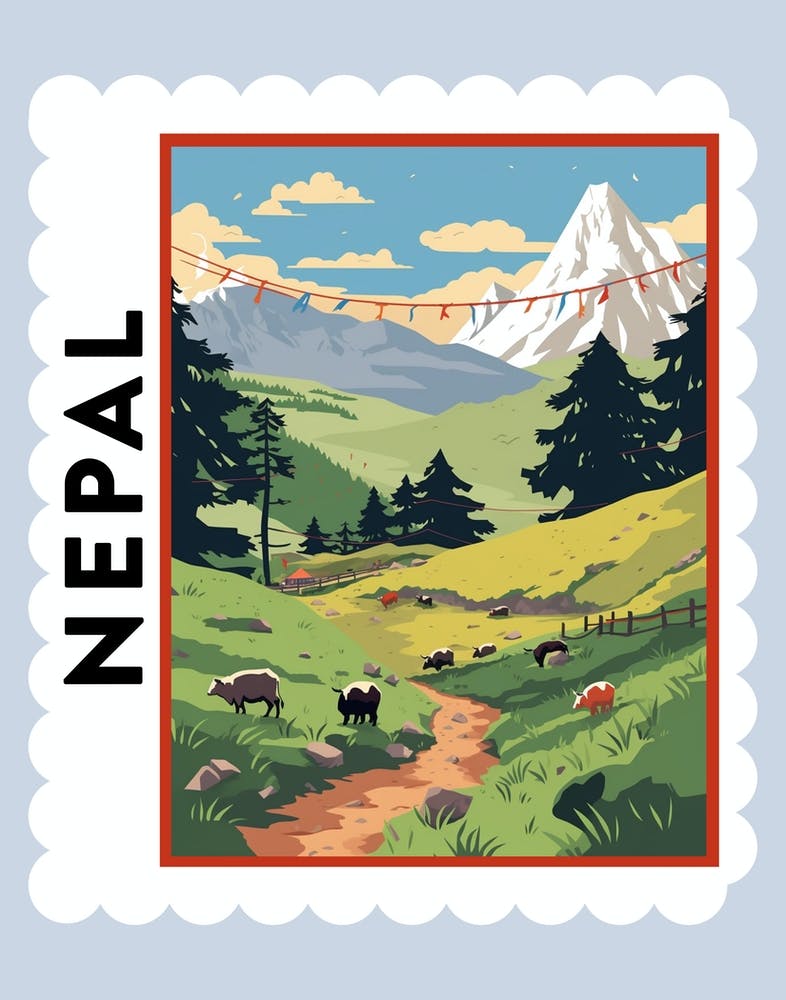 Nepal 2 Travel Stamp Poster