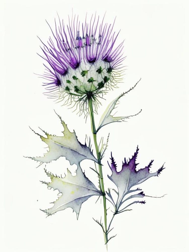 Chardon-Marie Herbe Aquarelle Minimaliste 2