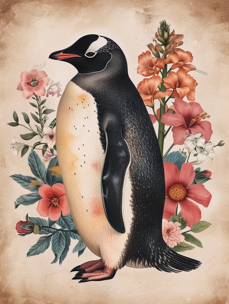 Adlie Penguin Paradise Harbor Vintage Botanical Painting 3
