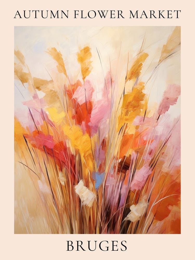 Autumn Flower Market Poster Bruges
