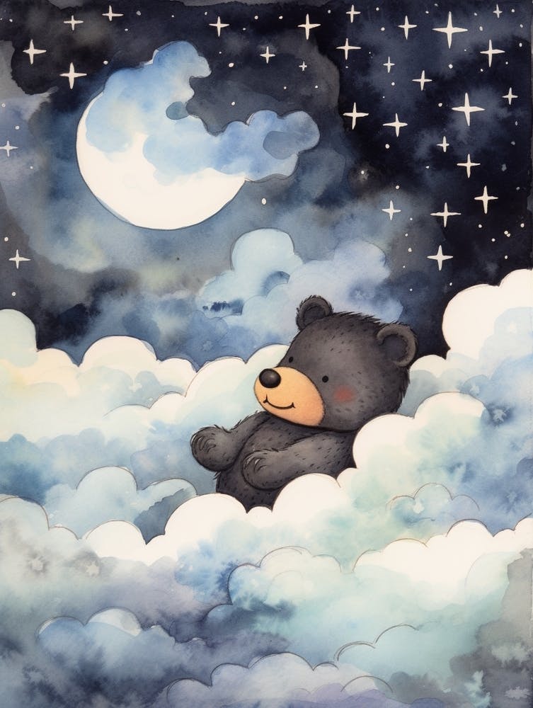 Baby Black Bear 1 Sleeping In The Clouds