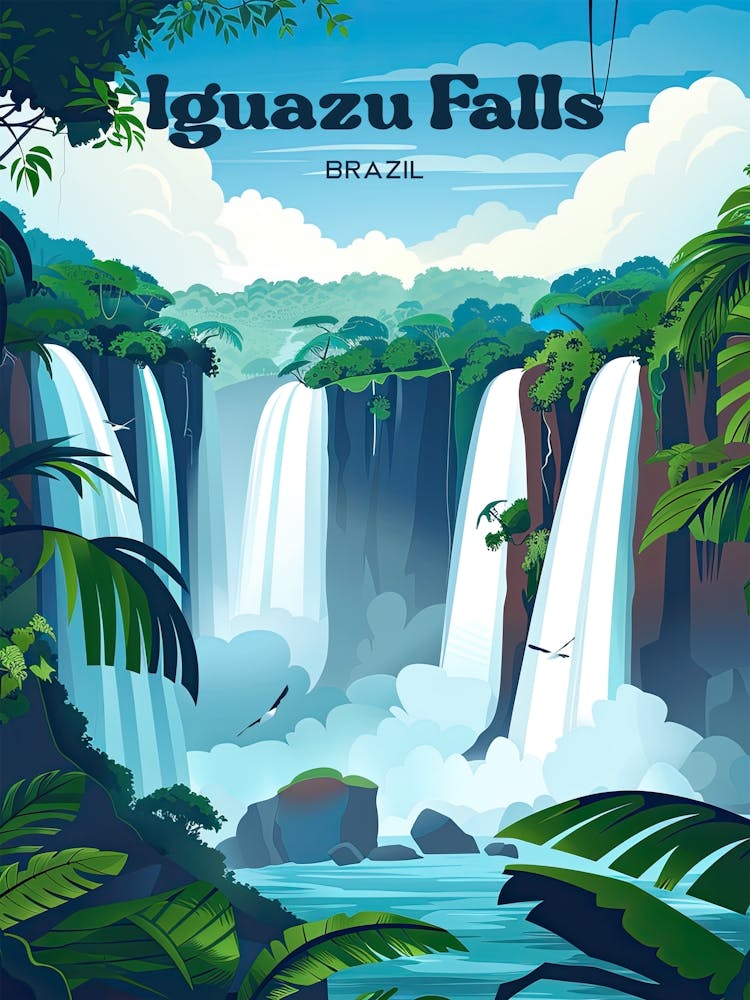 Iguazu Falls Brazil Paradise Travel Art