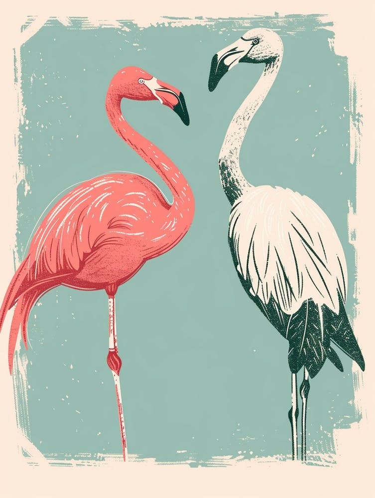 Jamess Flamingo And Bird Of Paradise Minimalist Illustration 2