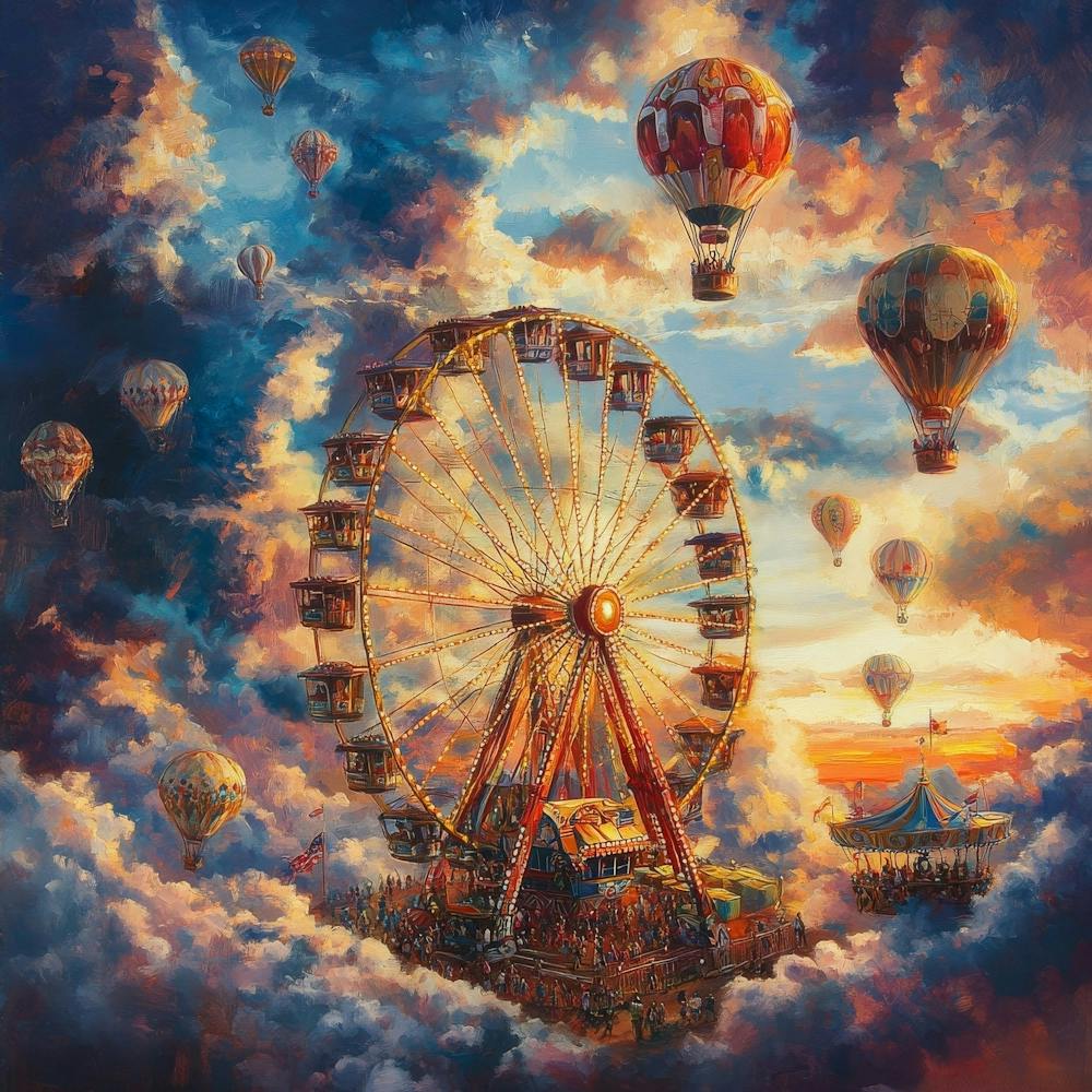 Ferris Wheel In The Clouds Art