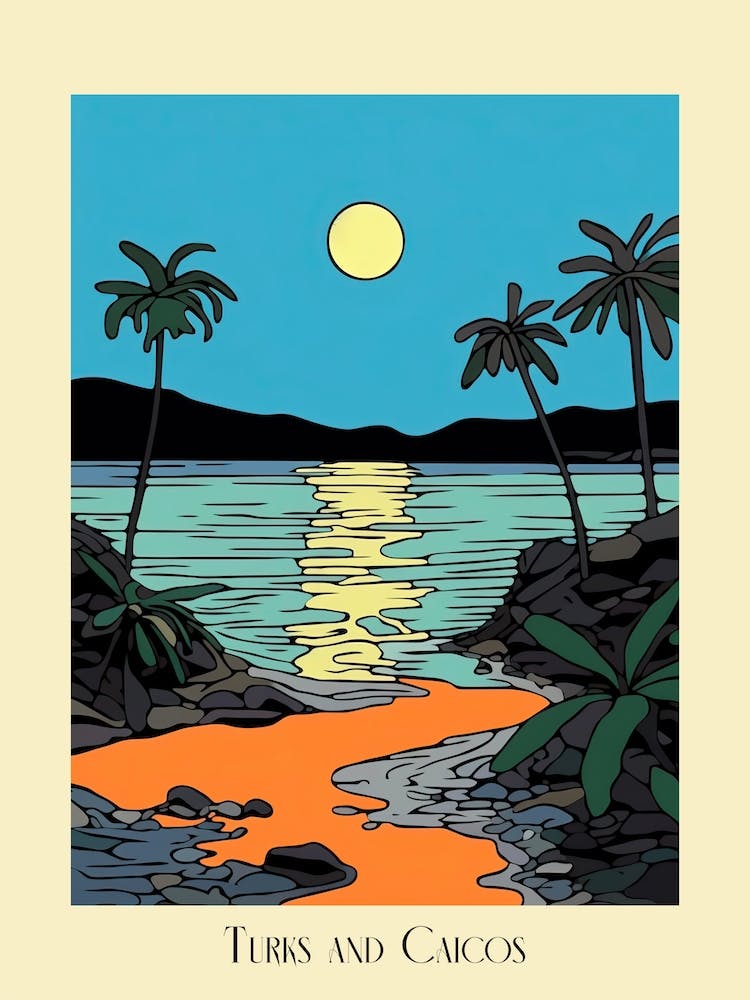 Poster Of Minimal Design Style Of Turks And Caicos Islands 2