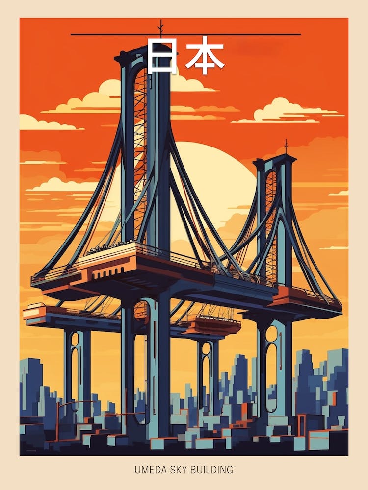 Umeda Sky Building, Japan Vintage Travel Art 2 Poster