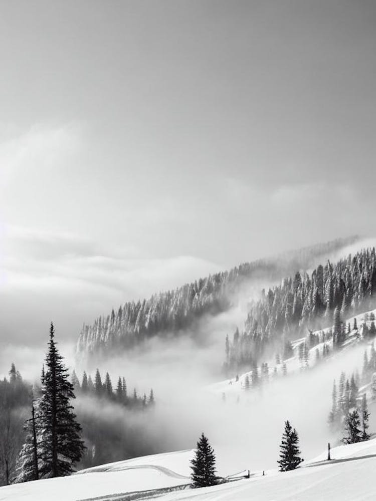 Beaver Creek, Usa Black And White Skiing Poster