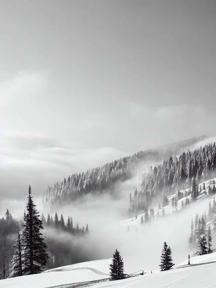 Beaver Creek, Usa Black And White Skiing Poster